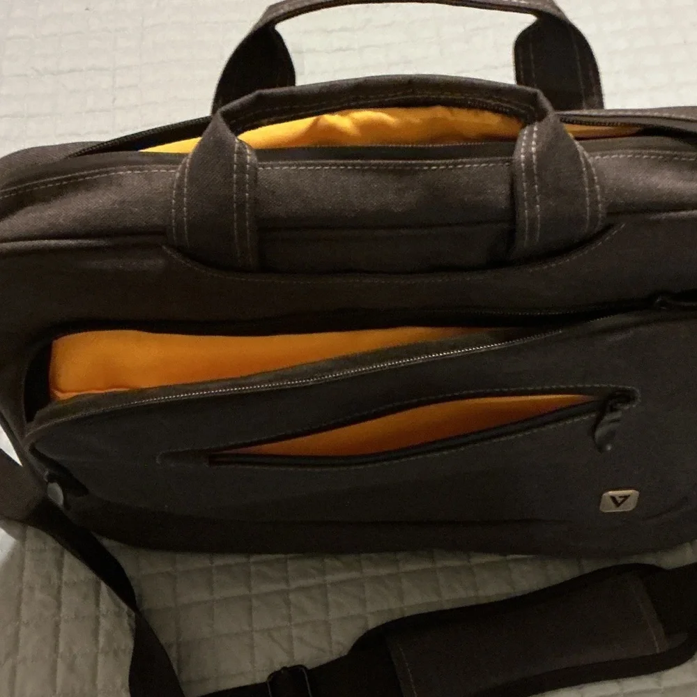 Grey Canvas Laptop Briefcase Bag